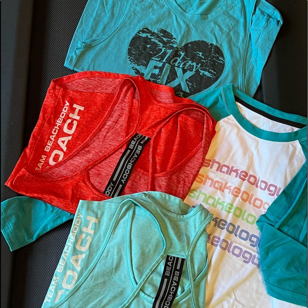 Four Beachbody tops, size medium.